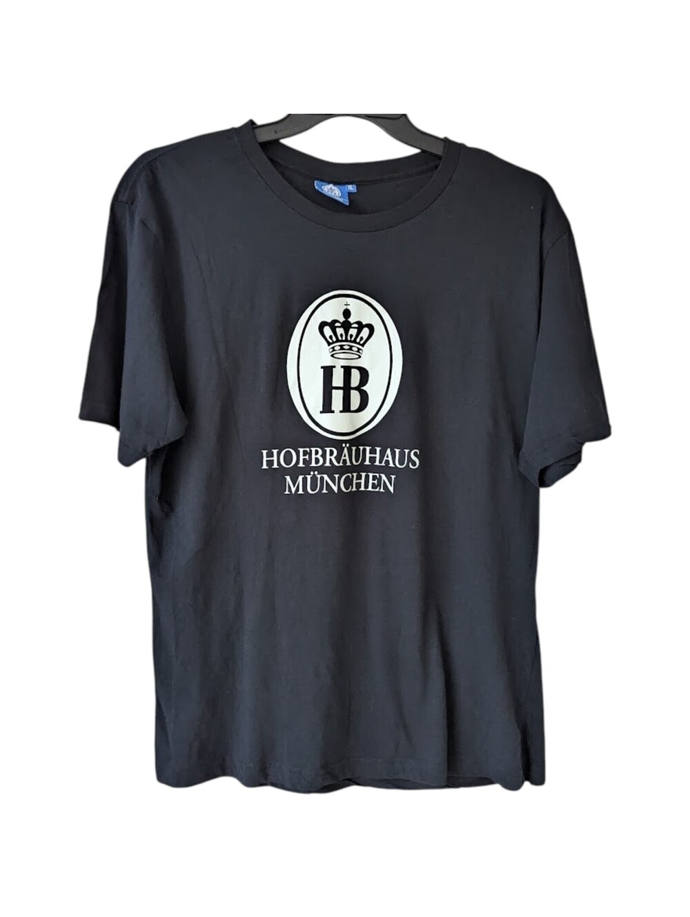 Hofbräuhaus München Black Graphic T-Shirt Mens XL German Brewery Logo Tee 22x29